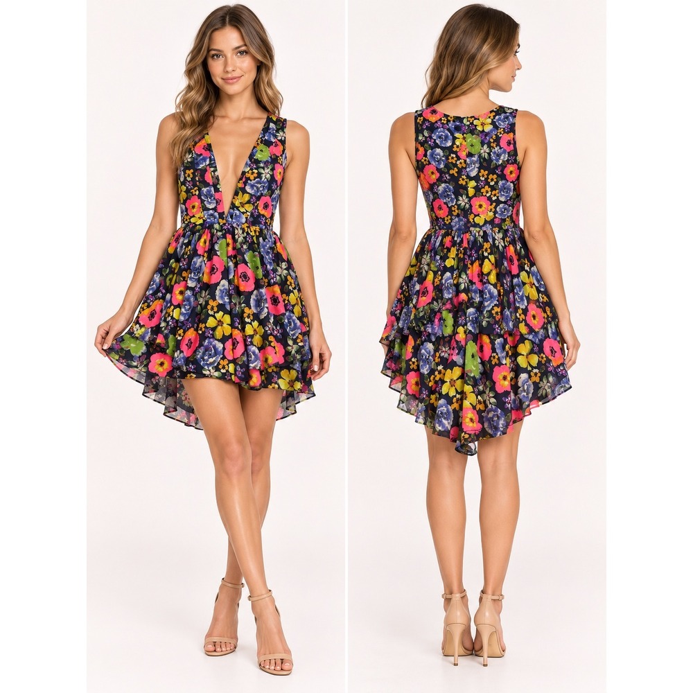 Y2K Festival Boho Floral High Low Dress